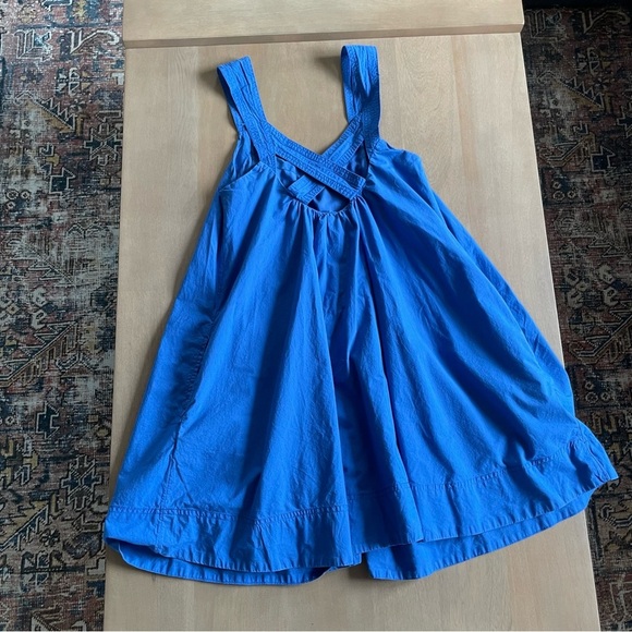 Anthropologie Maeve Vibrant Blue Cross Back Mini Dress - Picture 7 of 9